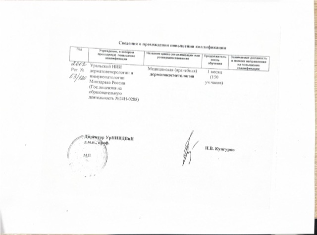 Диплом/сертификат - Марина Владимировна Крапивина, JK Clinic